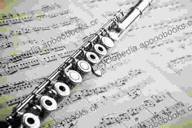 A Beautiful Image Of A Silver Flute Against A Backdrop Of Musical Notes Beginner S Flute Grade 1: Play The Flute From Simple Melodies