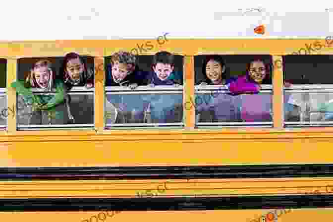 A Bright Yellow School Bus With Happy Children Looking Out The Windows. Bus Buddies: The Yellow Bus