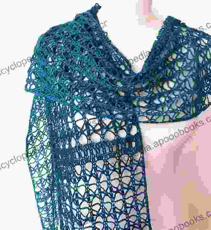 A Close Up Of A Crochet Scarf In A Delicate Lace Pattern, Wrapped Around A Woman's Neck. Crochet Madder Triangles: 8 Exciting Crochet Projects Including Blankets Scarves Shawls All Made With Variations Of A Simple Triangle Crochet Motif