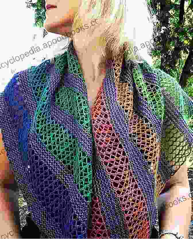 A Crochet Shawl In A Complex, Geometric Pattern, Draped Over A Woman's Shoulders. Crochet Madder Triangles: 8 Exciting Crochet Projects Including Blankets Scarves Shawls All Made With Variations Of A Simple Triangle Crochet Motif