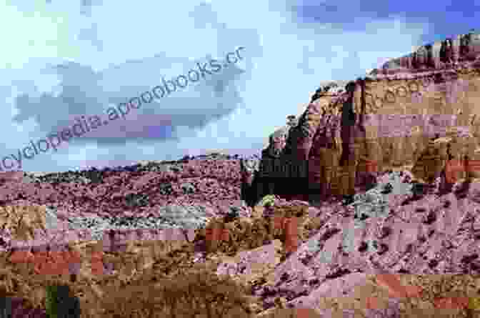 A Mesmerizing View Of The Sacred Landscape Of Ghost Ranch, With Ancient Rock Formations And Vibrant Desert Vegetation Presence: Poems From Ghost Ranch