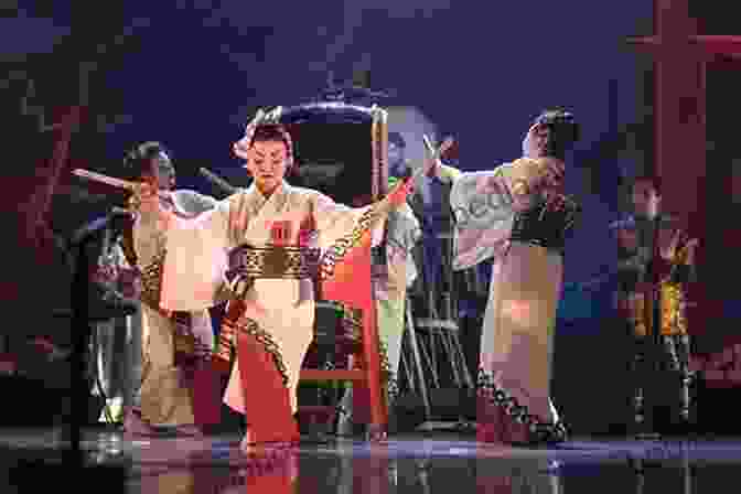 A Vibrant Scene Of A Traditional Japanese Folk Performance, Featuring Performers In Colorful Costumes And Elaborate Makeup An To Japanese Folk Performing Arts (SOAS Musicology Series)