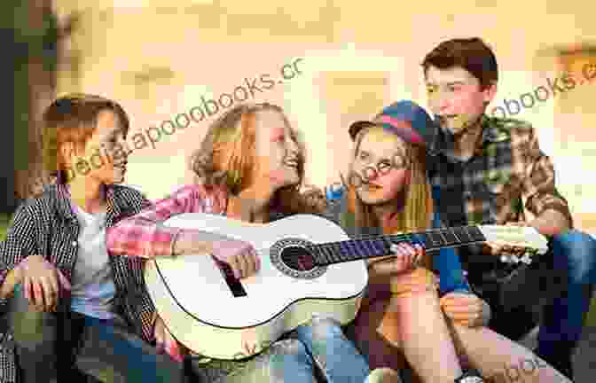 A Young Girl Playing The Guitar, Surrounded By A Group Of Supportive Friends The Importance Of Music To Girls