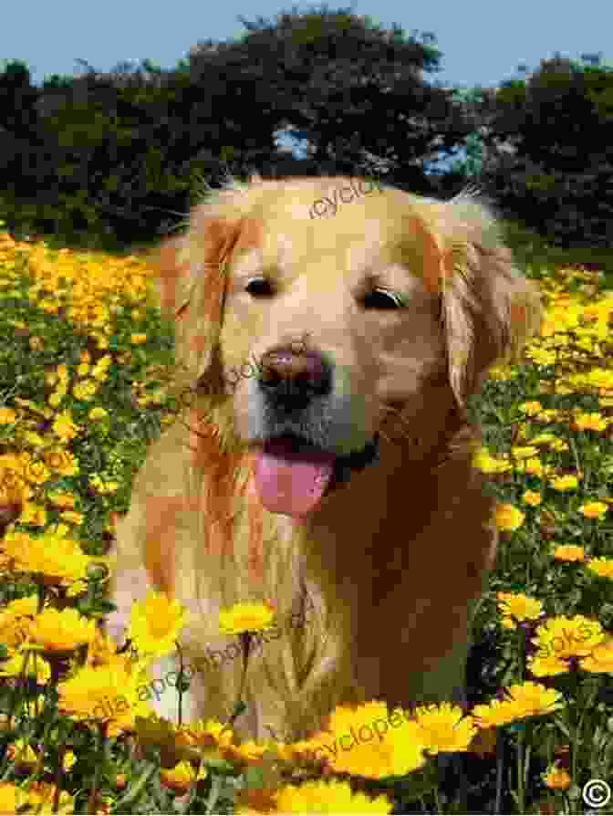 Barnabas, A Golden Retriever, Sitting In A Field Of Flowers BARNABAS: An Incredible Odyssey Mimi Zollars