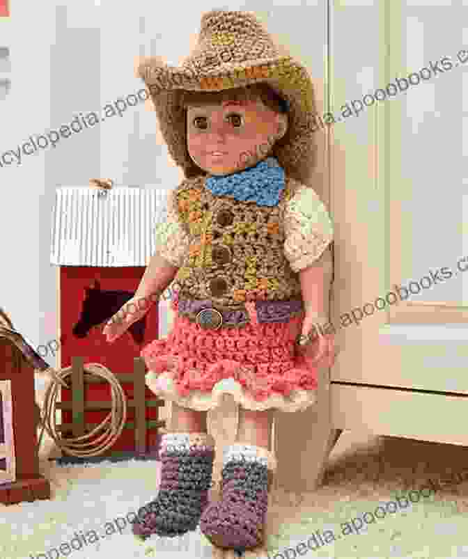 Exquisitely Crocheted Doll Outfit In Vibrant Colors, Showcasing Intricate Details And Elegant Designs. Crochet Pattern CP369 10 12 And 14 16 Doll Outfit USA Terminology
